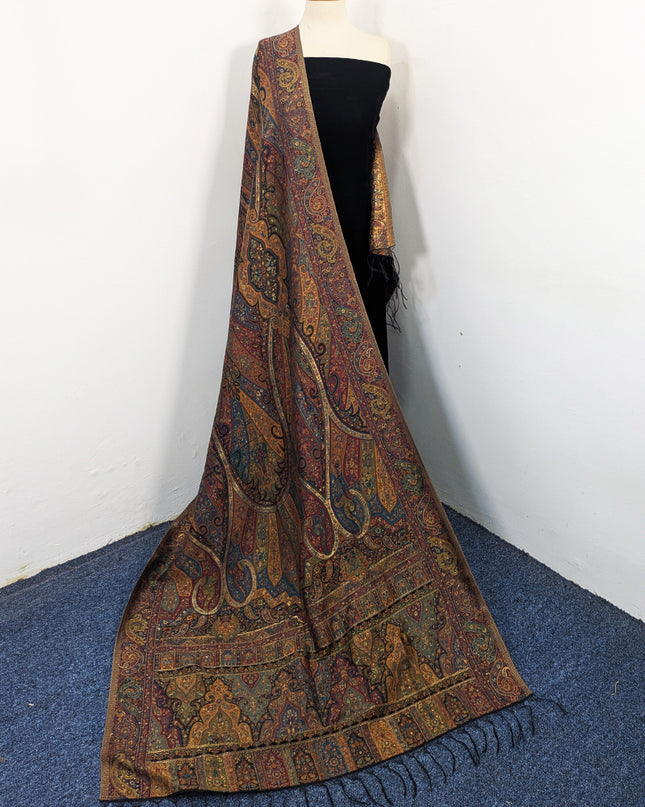 Luxury Pure Indian Moonlight Kani Silk Shawl (Ready To Wear)