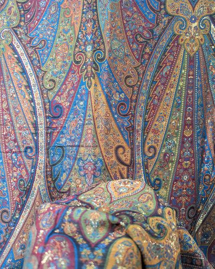 Luxury Pure Indian Moonlight Kani Silk Shawl (Ready To Wear)