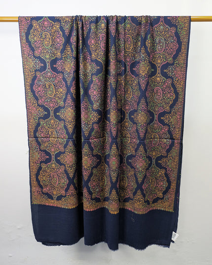 Handmade Multicolor Sui Embroidered Work Wool Shawl (Ready To Wear)