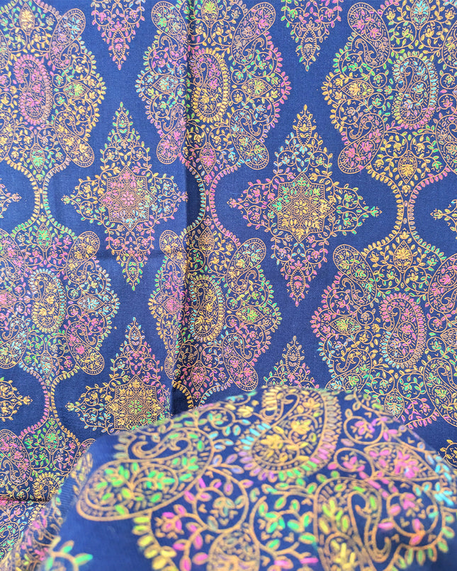 Handmade Multicolor Sui Embroidered Work Wool Shawl (Ready To Wear)