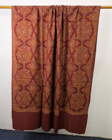 Handmade Multicolor Sui Embroidered Work Wool Shawl (Ready To Wear)