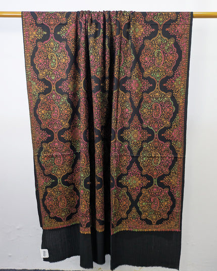 Handmade Multicolor Sui Embroidered Work Wool Shawl (Ready To Wear)