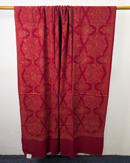 Handmade Multicolor Sui Embroidered Work Wool Shawl (Ready To Wear)