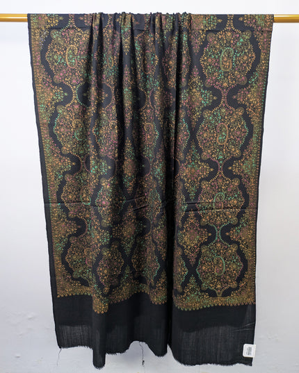 Handmade Multicolor Sui Embroidered Work Wool Shawl (Ready To Wear)