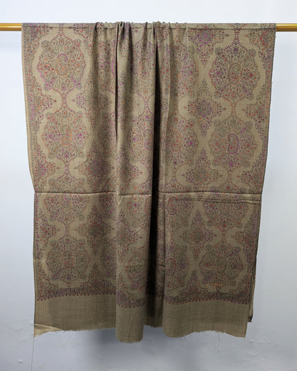 Handmade Multicolor Sui Embroidered Work Wool Shawl (Ready To Wear)