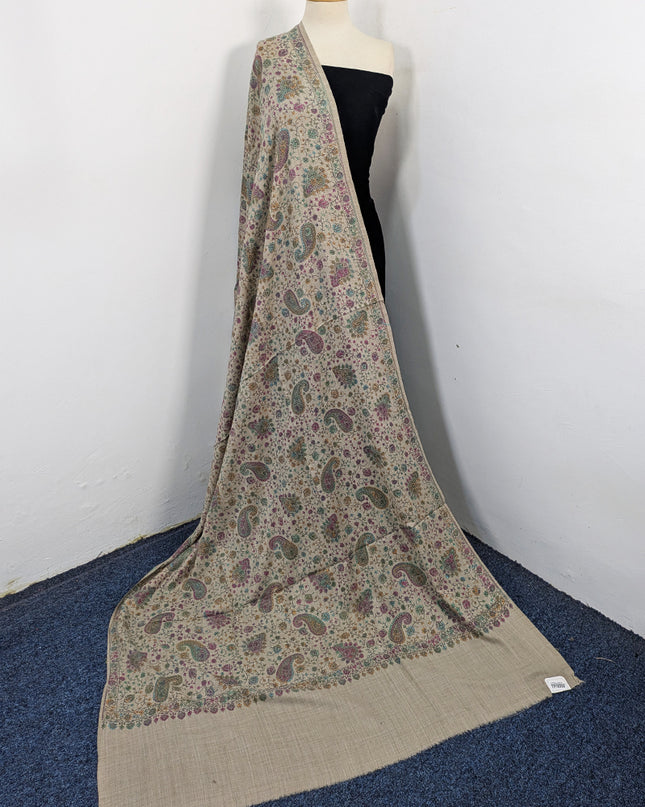 Premium Wool with Handmade Multicolor Sui Embroidered Work Shawl