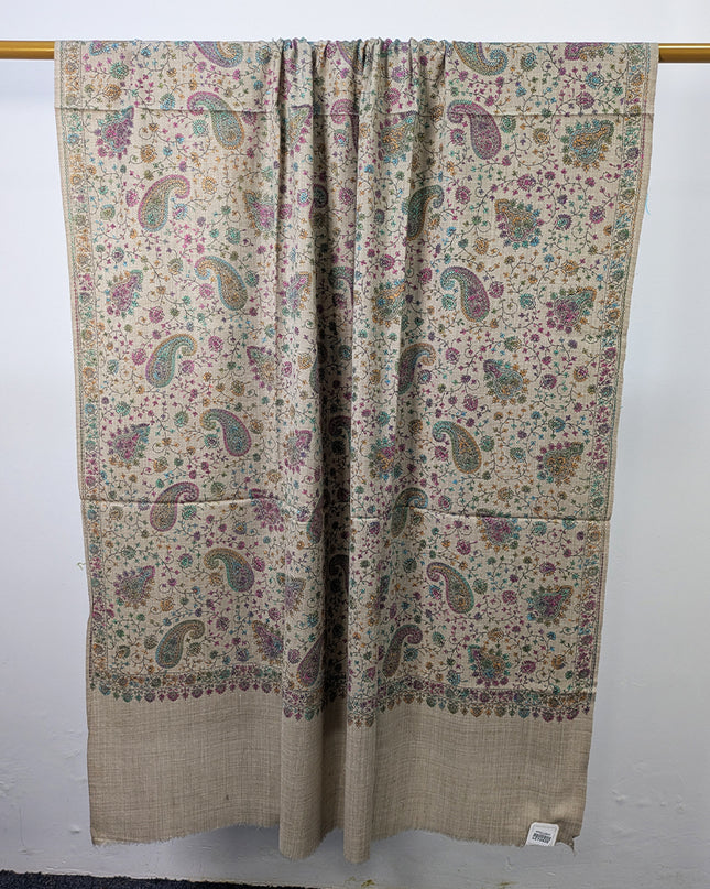 Premium Wool with Handmade Multicolor Sui Embroidered Work Shawl