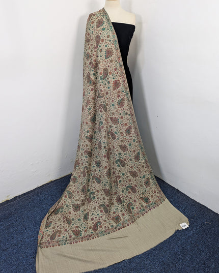 Premium Wool with Handmade Multicolor Sui Embroidered Work Shawl