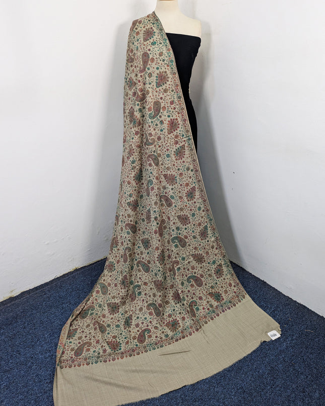 Premium Wool with Handmade Multicolor Sui Embroidered Work Shawl