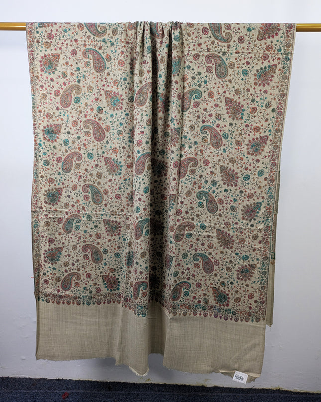 Premium Wool with Handmade Multicolor Sui Embroidered Work Shawl