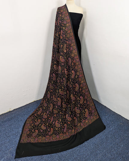 Premium Wool with Handmade Multicolor Sui Embroidered Work Shawl