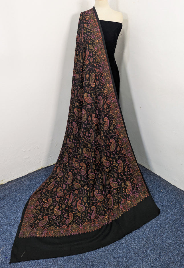 Premium Wool with Handmade Multicolor Sui Embroidered Work Shawl