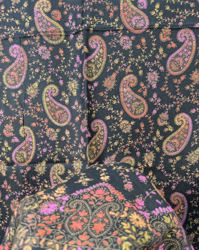 Premium Wool with Handmade Multicolor Sui Embroidered Work Shawl