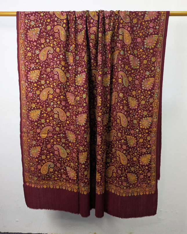 Premium Wool with Handmade Multicolor Sui Embroidered Work Shawl