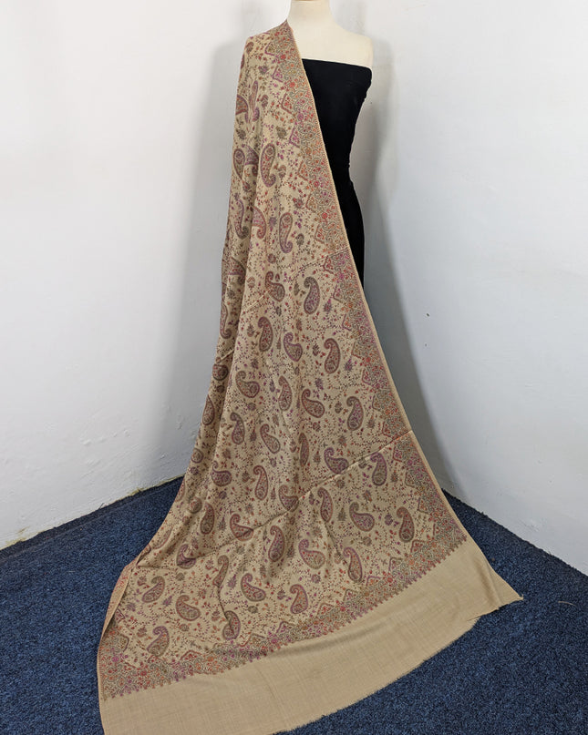 Premium Wool with Handmade Multicolor Sui Embroidered Work Shawl