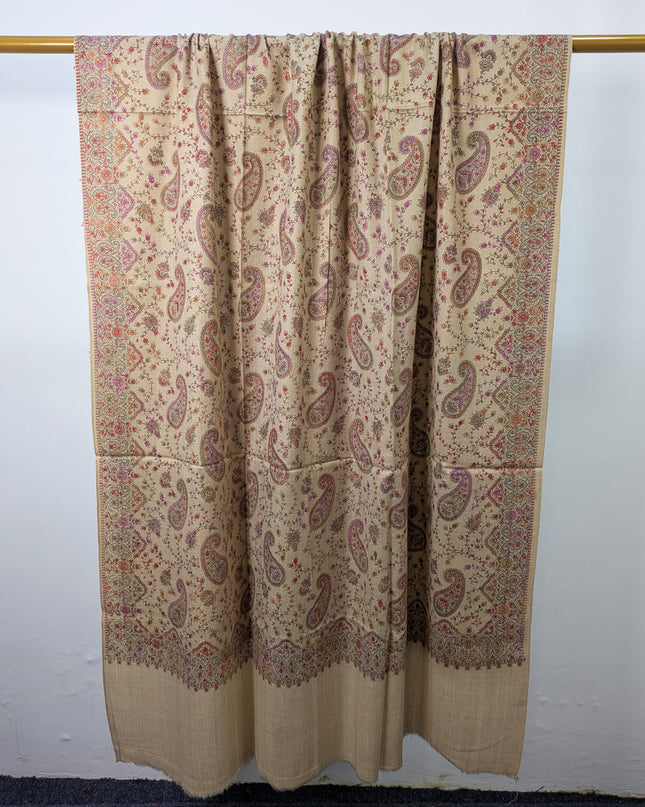 Premium Wool with Handmade Multicolor Sui Embroidered Work Shawl