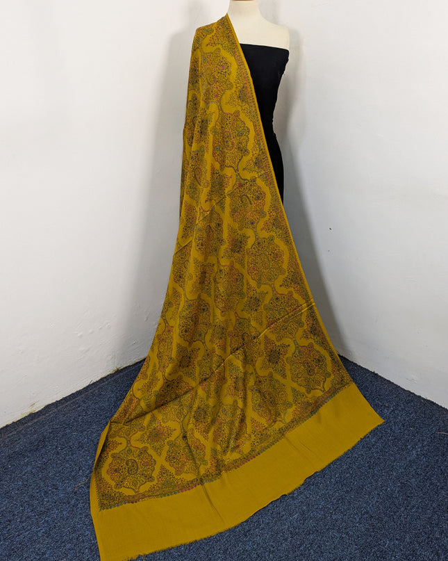 Handmade Multicolor Sui Embroidered Work Wool Shawl (Ready To Wear)