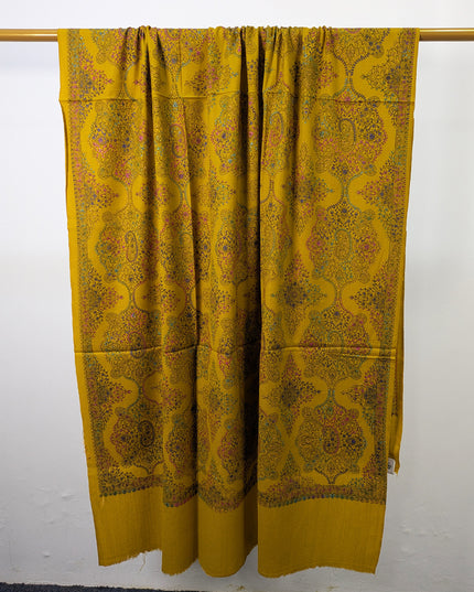 Handmade Multicolor Sui Embroidered Work Wool Shawl (Ready To Wear)