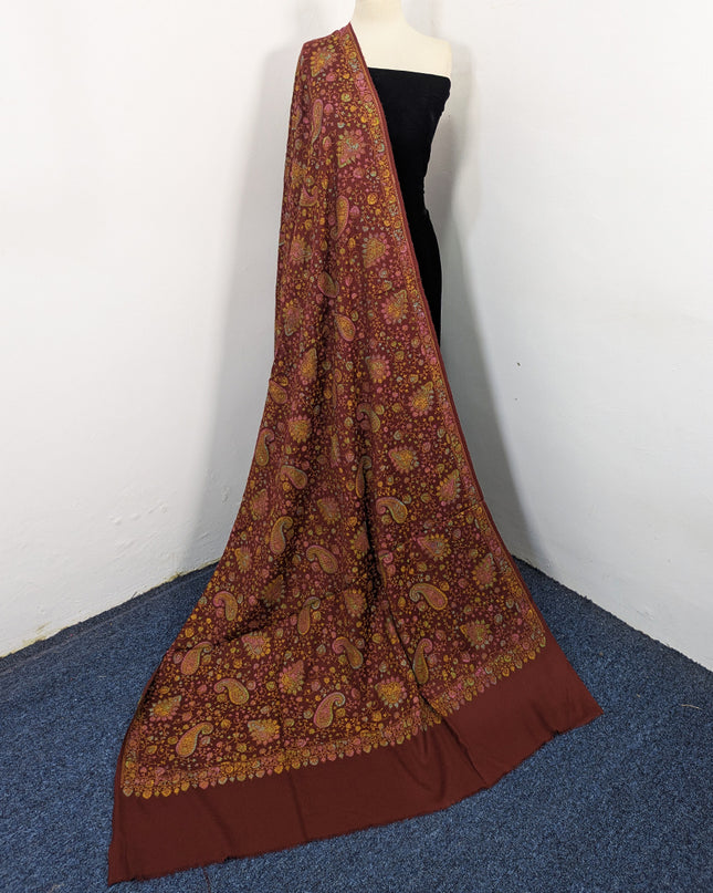 Premium Wool with Handmade Multicolor Sui Embroidered Work Shawl