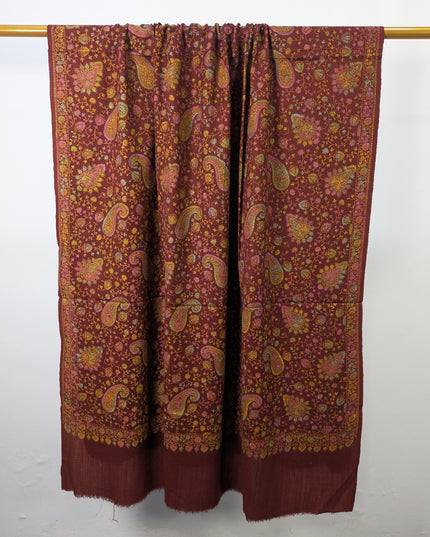 Premium Wool with Handmade Multicolor Sui Embroidered Work Shawl