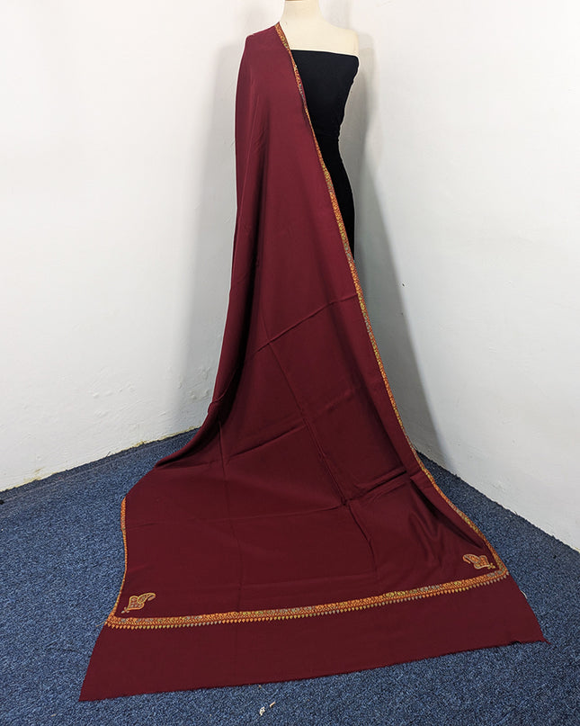 Wool Pashmina with Handmade Kashmiri Sui 4 Side Border Work Shawl