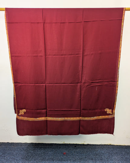 Wool Pashmina with Handmade Kashmiri Sui 4 Side Border Work Shawl