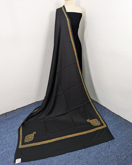 Wool Pashmina with Handmade Kashmiri Sui 4 Side Border Work Shawl