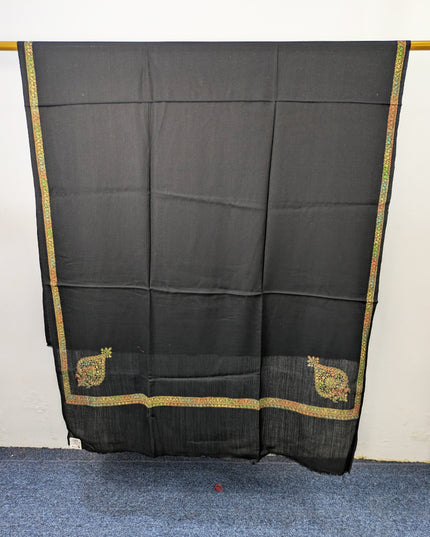 Wool Pashmina with Handmade Kashmiri Sui 4 Side Border Work Shawl