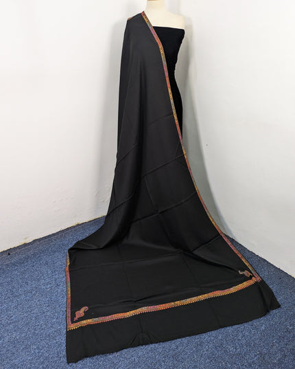 Wool Pashmina with Handmade Kashmiri Sui 4 Side Border Work Shawl