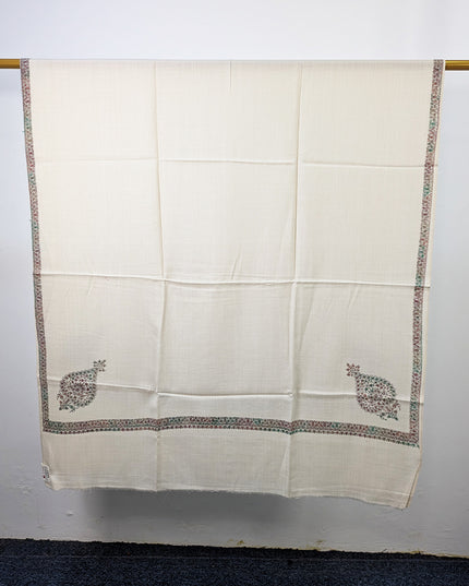 Wool Pashmina with Handmade Kashmiri Sui 4 Side Border Work Shawl