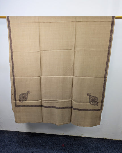 Wool Pashmina with Handmade Kashmiri Sui 4 Side Border Work Shawl