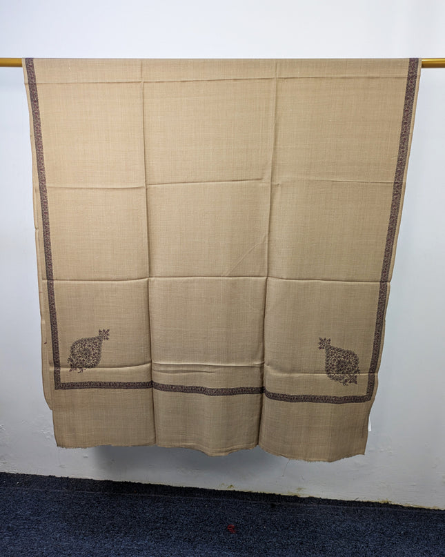 Wool Pashmina with Handmade Kashmiri Sui 4 Side Border Work Shawl