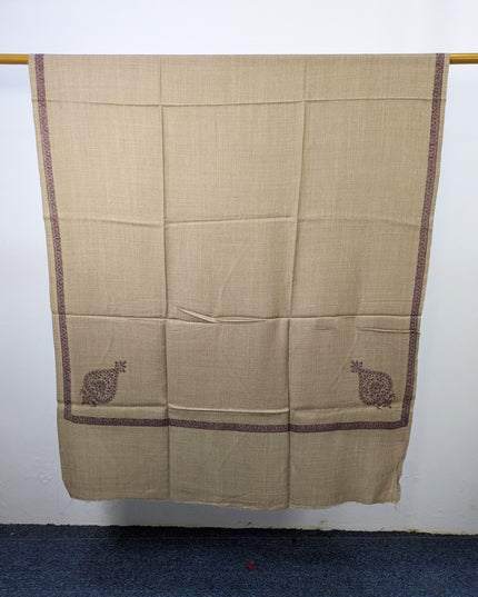 Wool Pashmina with Handmade Kashmiri Sui 4 Side Border Work Shawl
