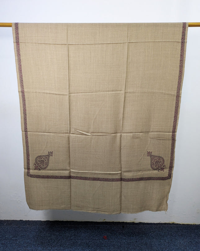Wool Pashmina with Handmade Kashmiri Sui 4 Side Border Work Shawl