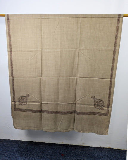 Wool Pashmina with Handmade Kashmiri Sui 4 Side Border Work Shawl