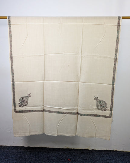 Wool Pashmina with Handmade Kashmiri Sui 4 Side Border Work Shawl