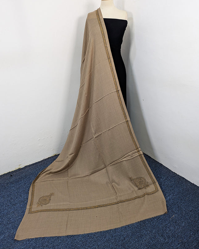 Wool Pashmina with Handmade Kashmiri Sui 4 Side Border Work Shawl