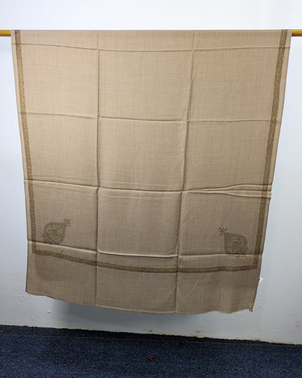 Wool Pashmina with Handmade Kashmiri Sui 4 Side Border Work Shawl