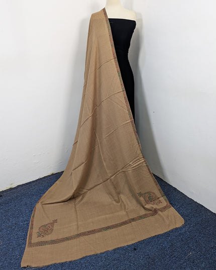 Wool Pashmina with Handmade Kashmiri Sui 4 Side Border Work Shawl