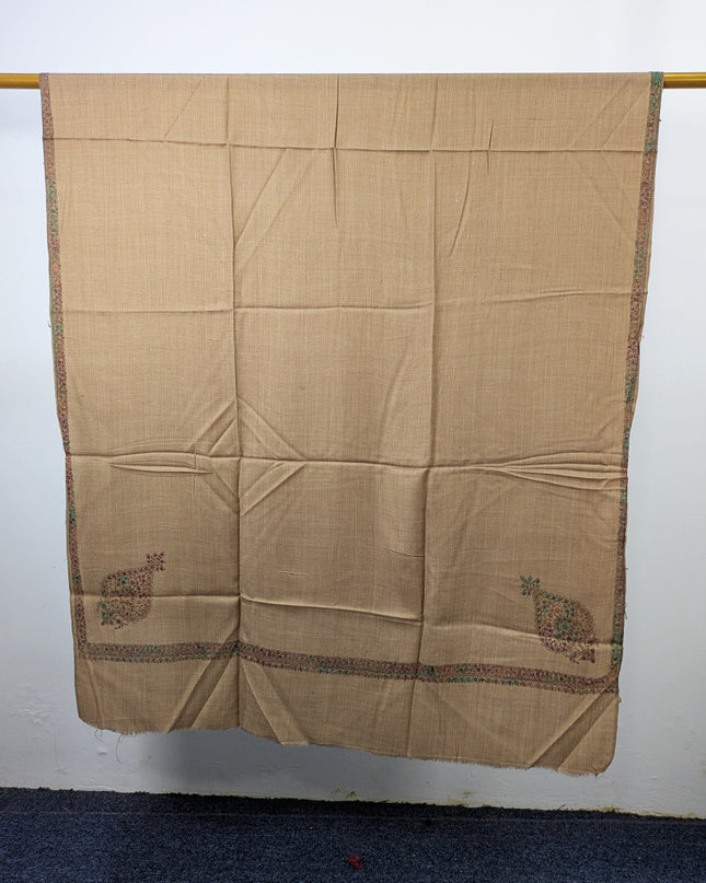 Wool Pashmina with Handmade Kashmiri Sui 4 Side Border Work Shawl