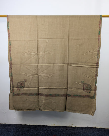 Wool Pashmina with Handmade Kashmiri Sui 4 Side Border Work Shawl