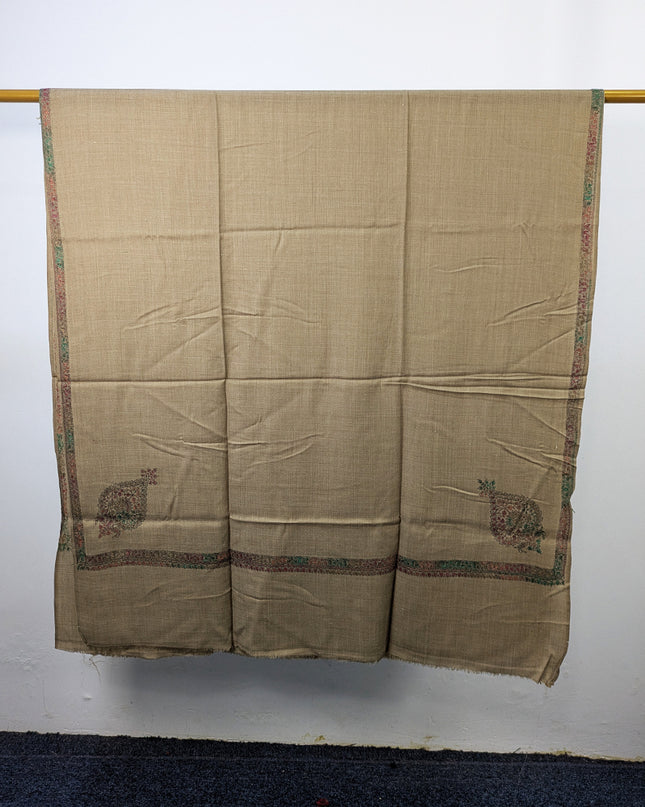 Wool Pashmina with Handmade Kashmiri Sui 4 Side Border Work Shawl