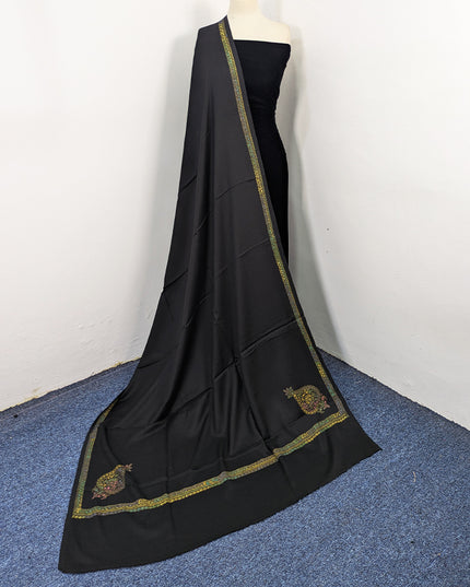 Wool Pashmina with Handmade Kashmiri Sui 4 Side Border Work Shawl