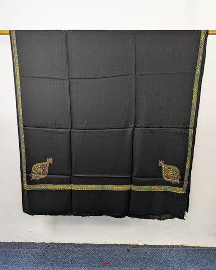 Wool Pashmina with Handmade Kashmiri Sui 4 Side Border Work Shawl