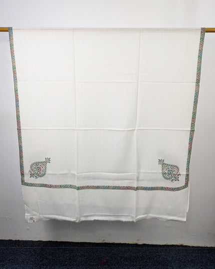 Wool Pashmina with Handmade Kashmiri Sui 4 Side Border Work Shawl