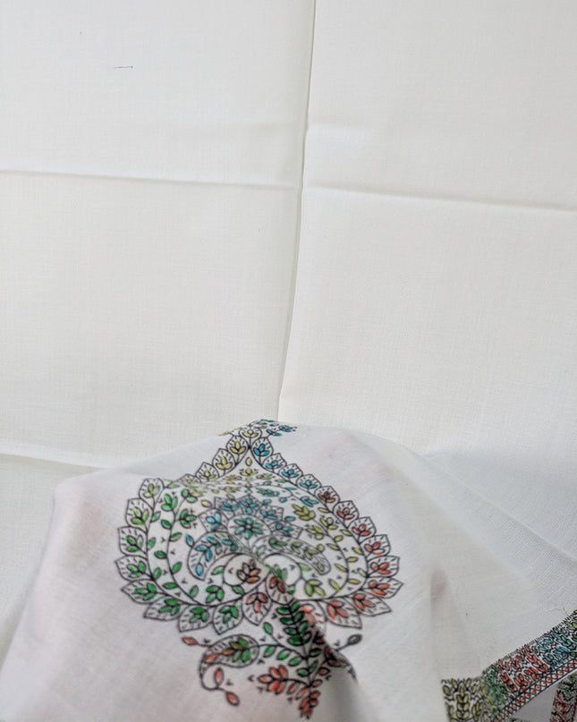 Wool Pashmina with Handmade Kashmiri Sui 4 Side Border Work Shawl
