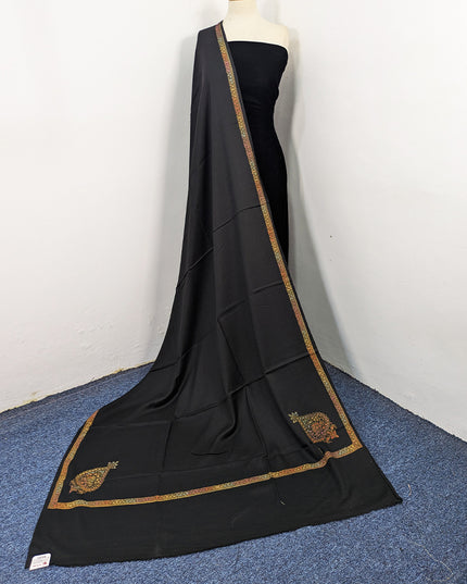 Wool Pashmina with Handmade Kashmiri Sui 4 Side Border Work Shawl