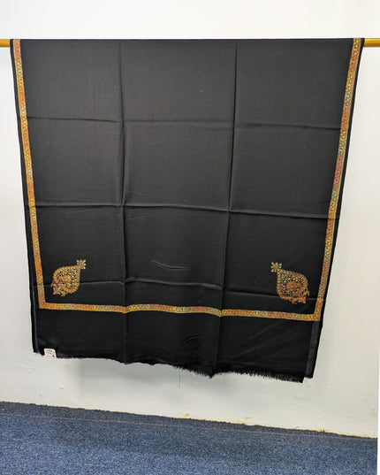 Wool Pashmina with Handmade Kashmiri Sui 4 Side Border Work Shawl