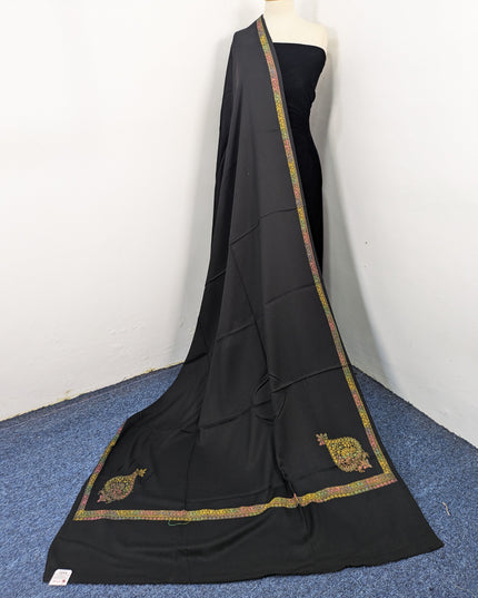 Wool Pashmina with Handmade Kashmiri Sui 4 Side Border Work Shawl
