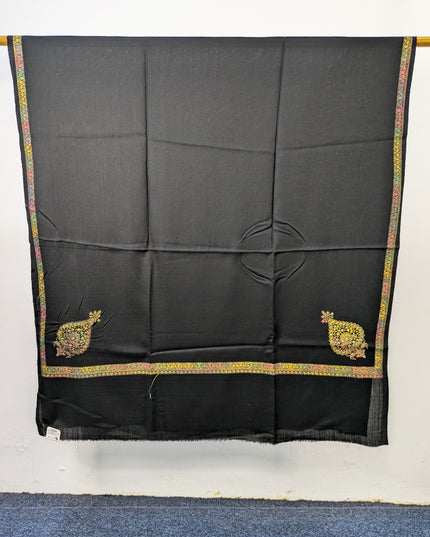 Wool Pashmina with Handmade Kashmiri Sui 4 Side Border Work Shawl